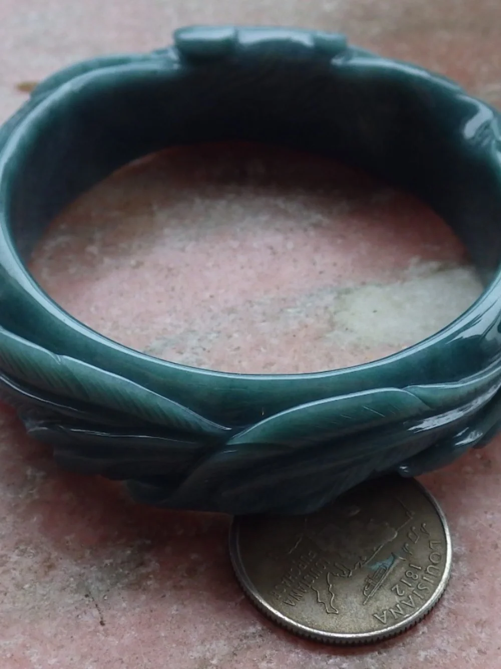 58mm Certified Hand Carved Natural A JADE Jadeite Phoenix Circle Bangle Bracelet